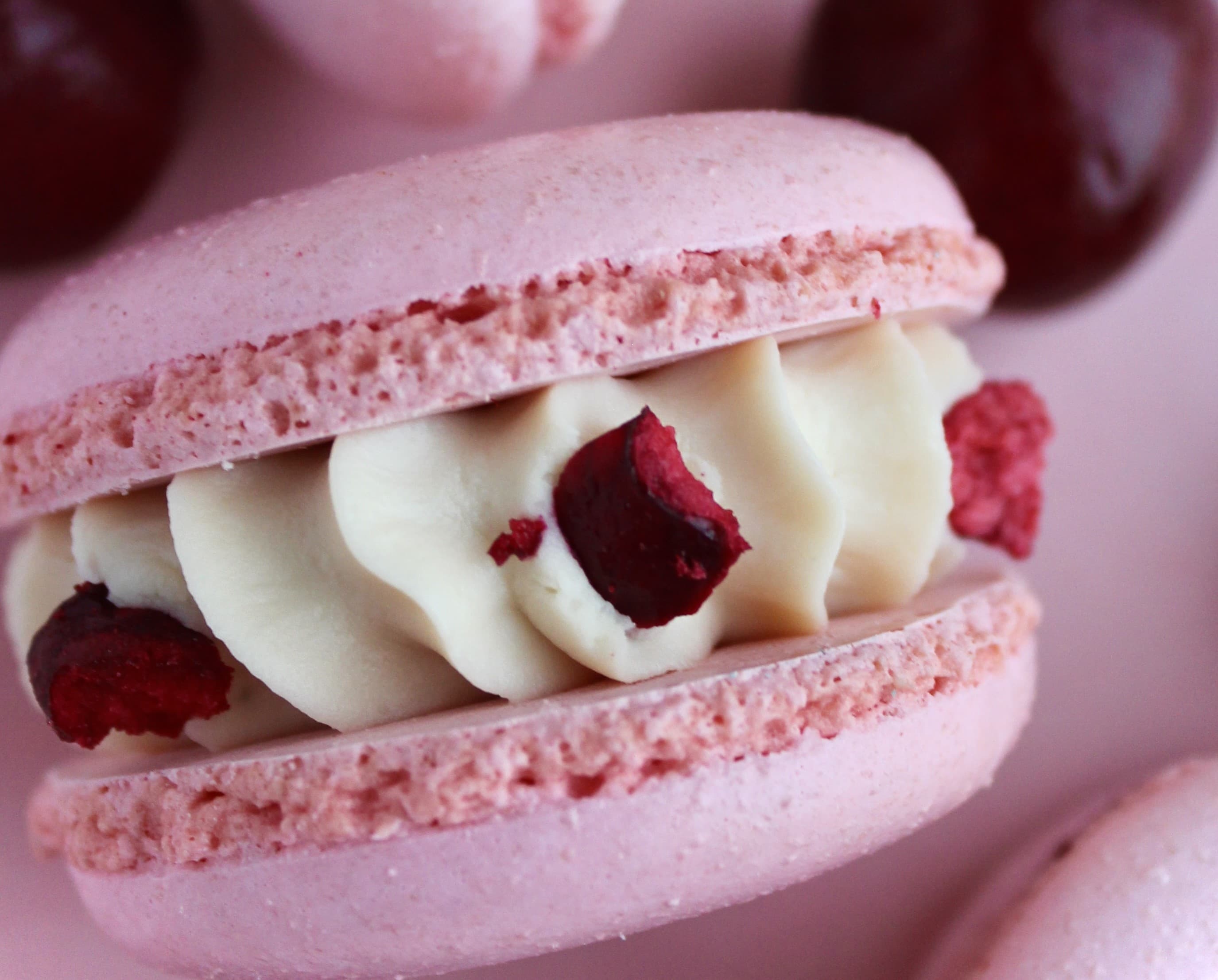 Pink cherry macaron