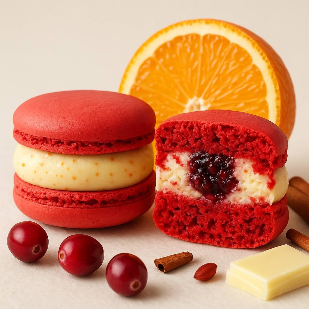 orange cranberry macarons 