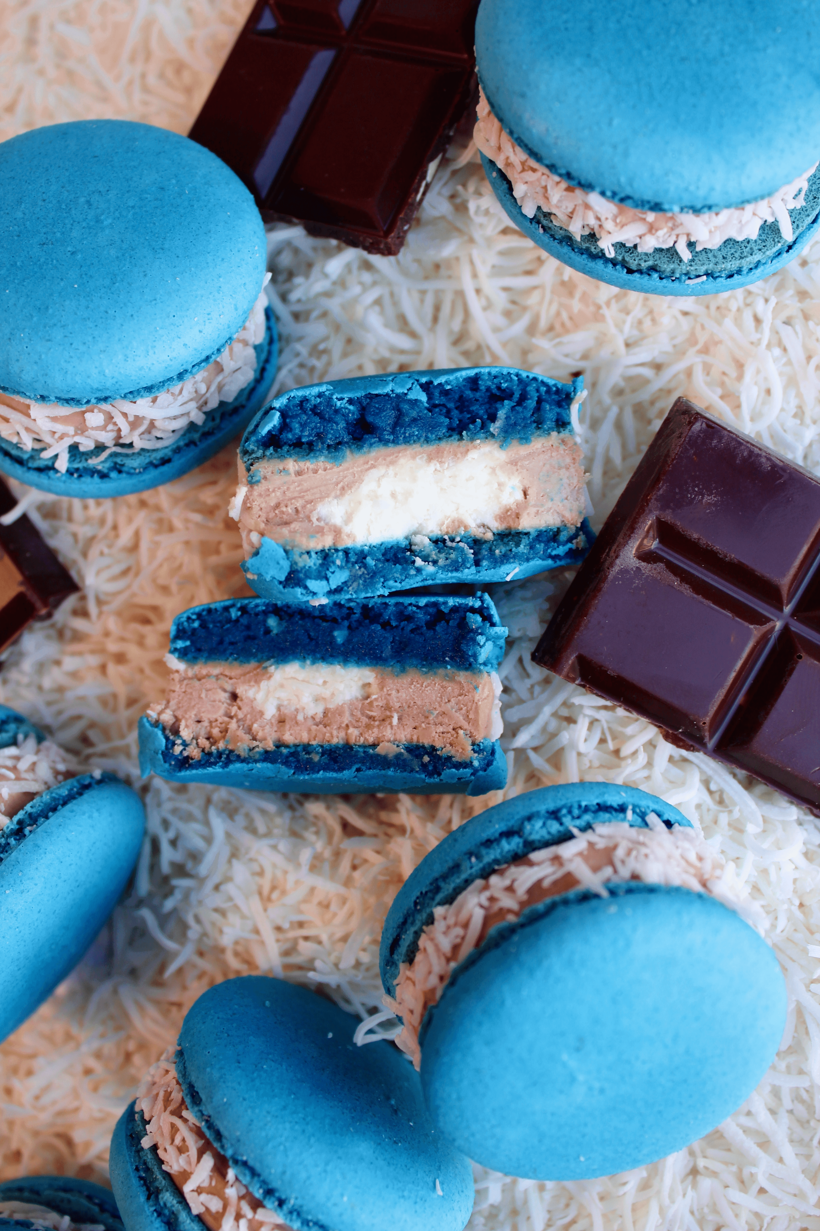 Bounty (Coconut & Chocolate)  macaron - Premium handcrafted Calgary dessert view 3
