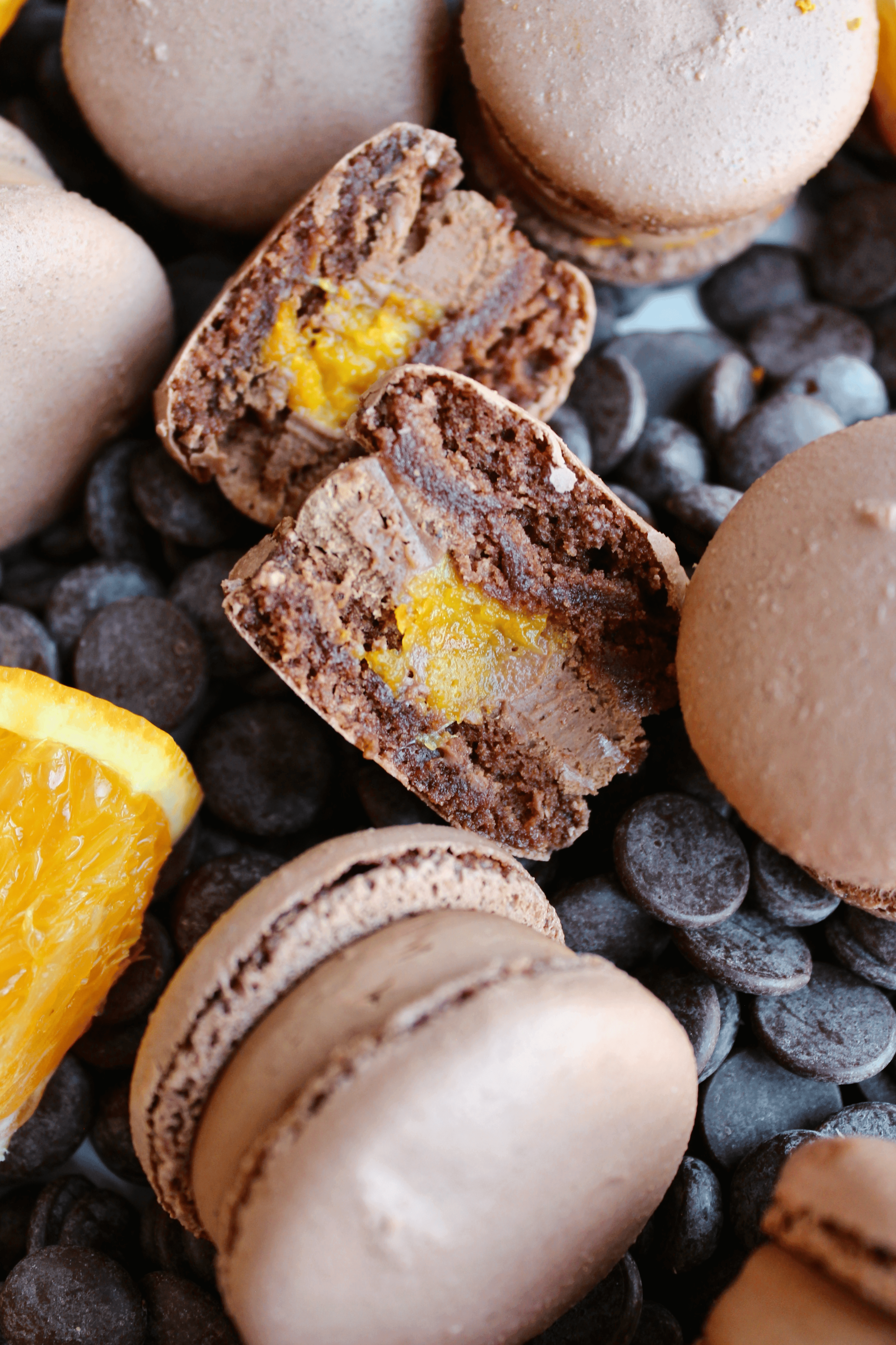 Orange & Chocolate (Dairy-Free)  macaron - Premium handcrafted Calgary dessert view 3