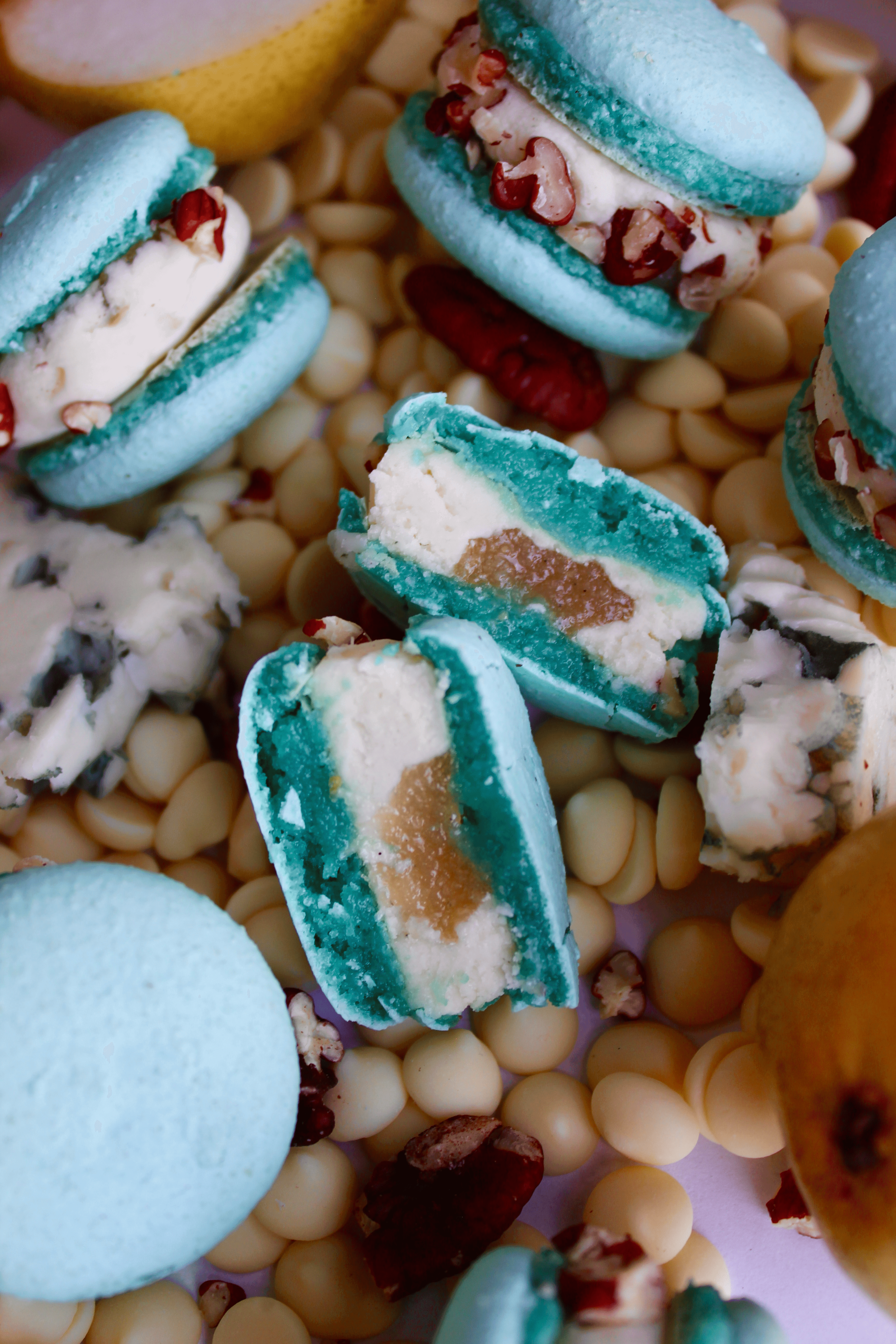 Blue Cheese, Pear & Vanilla  macaron - Premium handcrafted Calgary dessert view 3