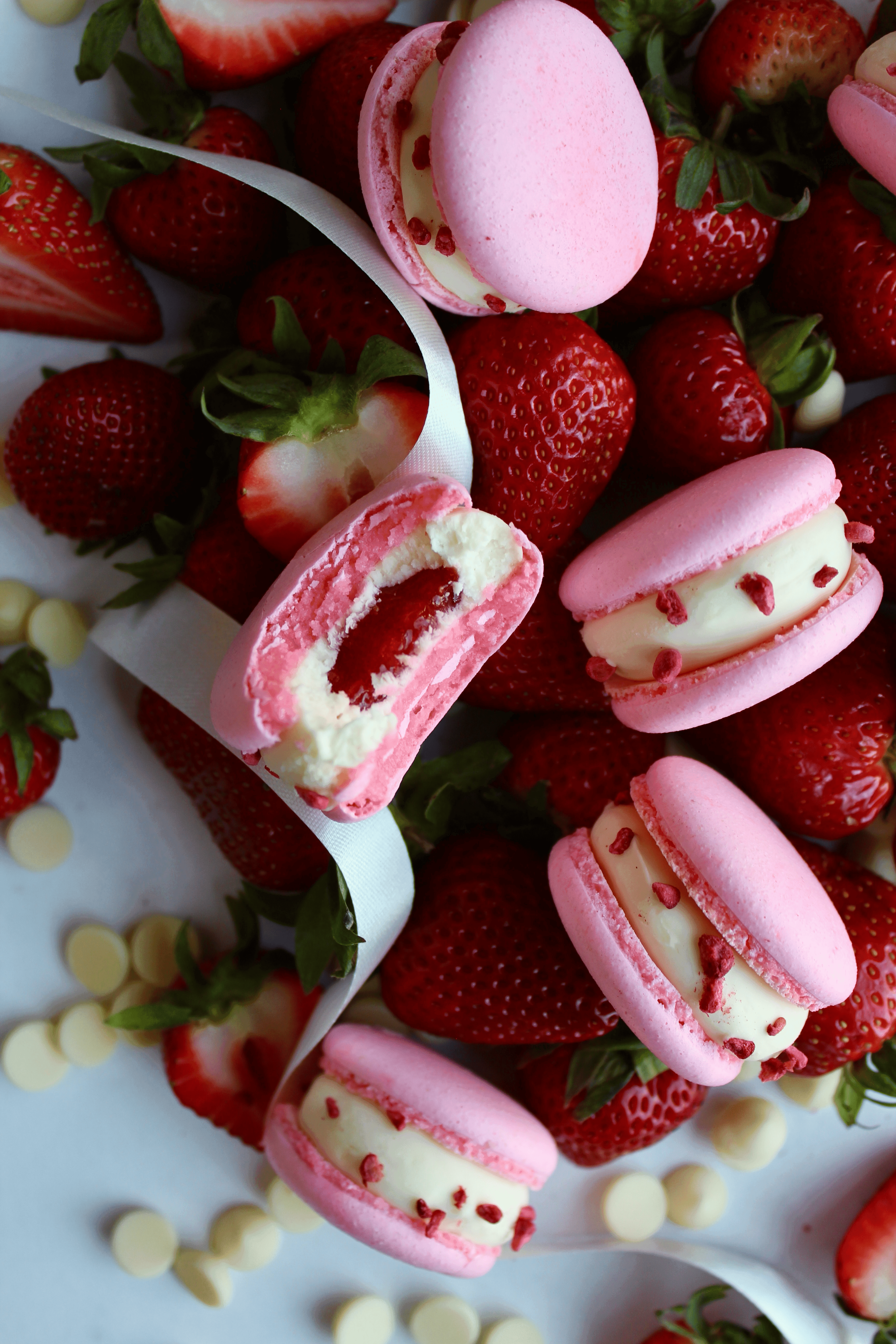 Strawberries & Cream  macaron - Premium handcrafted Calgary dessert view 2
