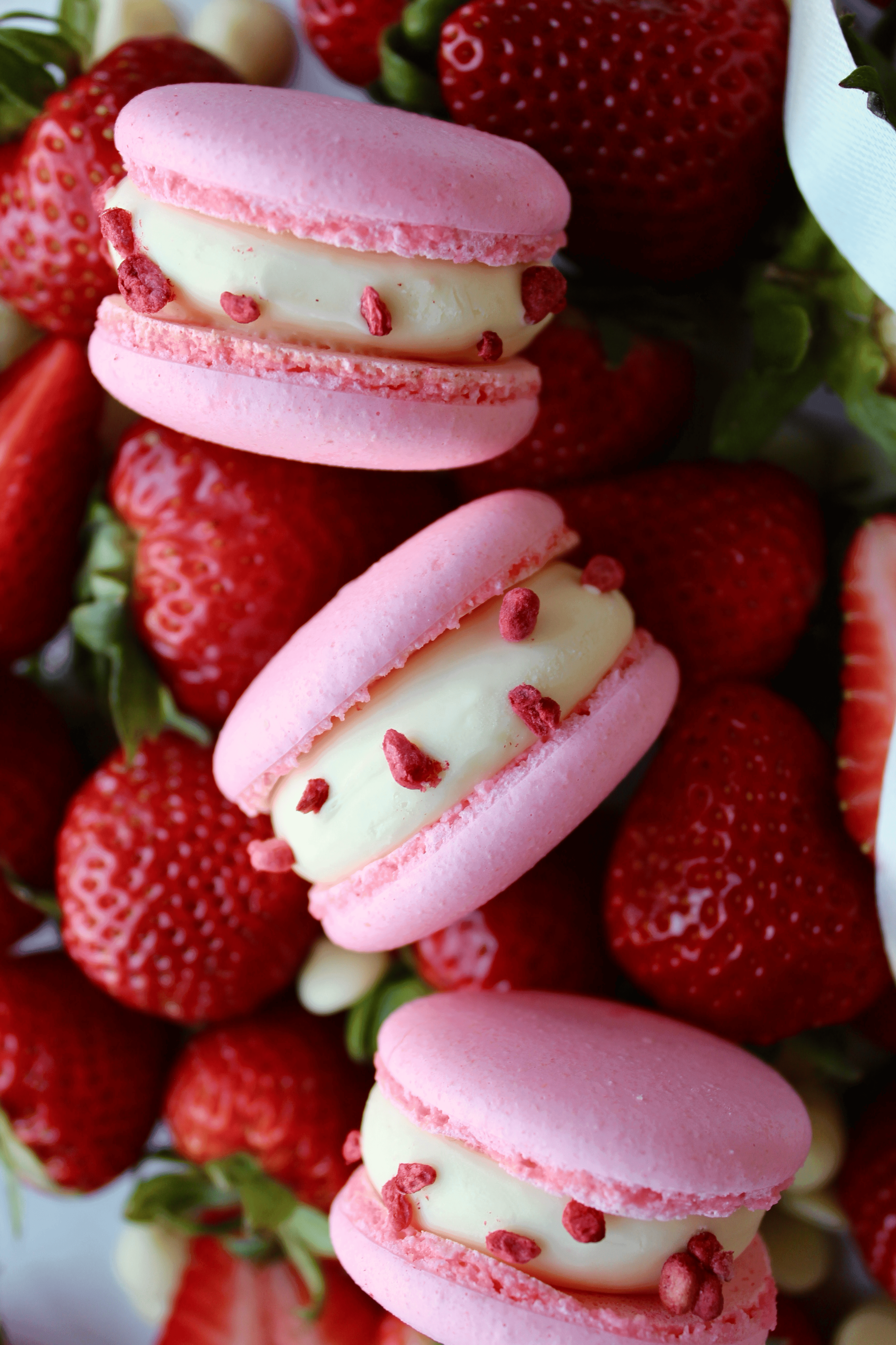 Strawberries & Cream  macaron - Premium handcrafted Calgary dessert view 1
