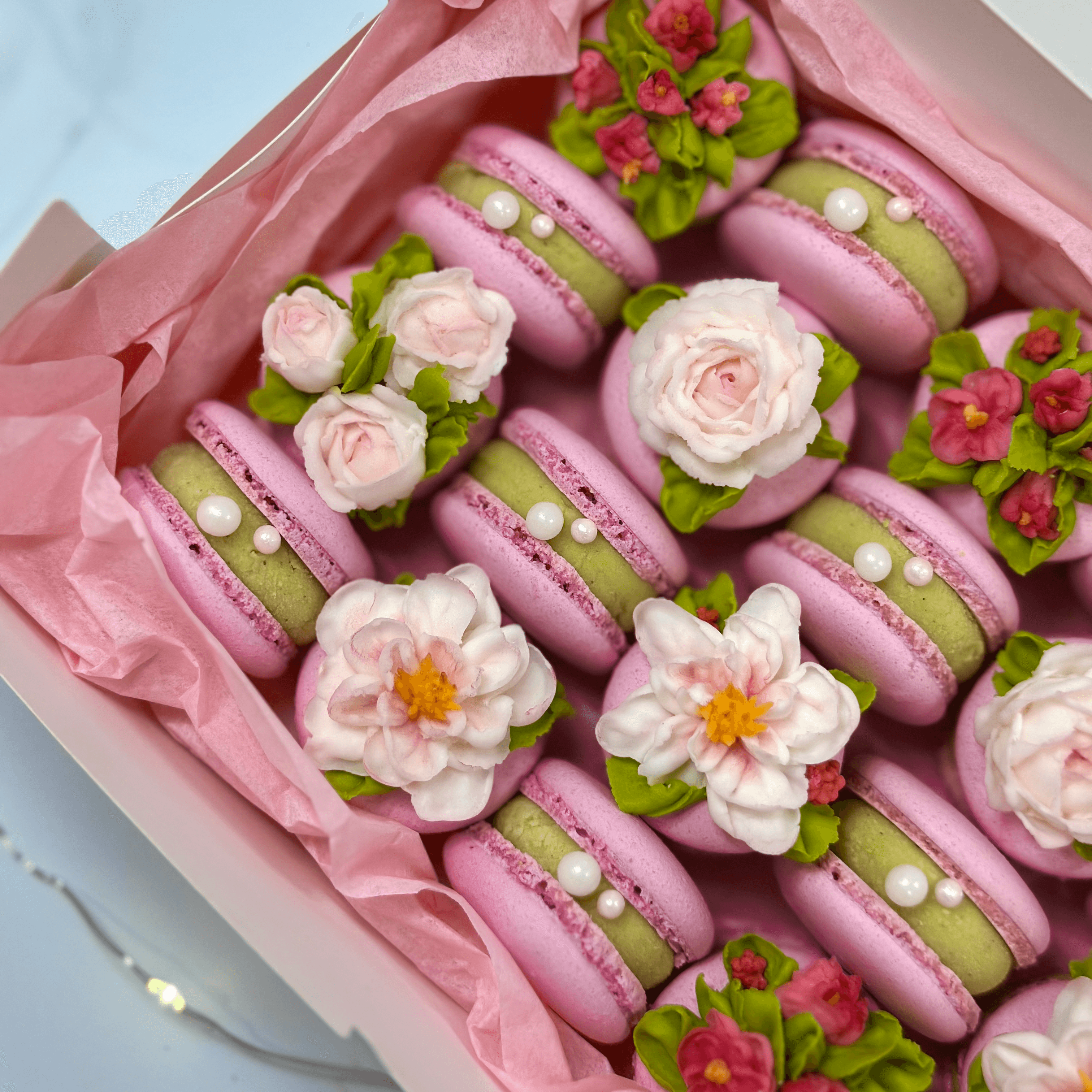 Elegant wedding macaron gift set